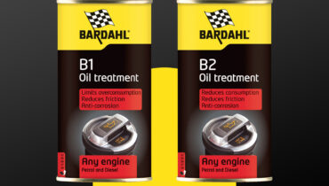 A graphic design with Bardahl B1 and B2 Oil Treatments side-by-side.